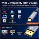 3.3FT USB C to Displayport 1.4 Cable for Thunderbolt 4/3 and USB4, 32.4Gbps Grey Braided Type C to DP Cord, 8K@60Hz/4K@144Hz/4K@60Hz/2K@240Hz Monitor Display Compatible for iPhone 15, MacBook Pro