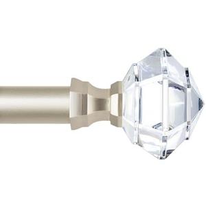 TONIAL Curtain Rods 32 to 58 Inch(2.6-4.8ft), Telescoping Splicing 3/4 Single Rods for Windows Decorative Drapery Rod with Acrylic Diamond Finial, Champagne Gold