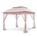 COOS BAY 11x11 Pop-Up Instant Gazebo Tent with Mosquito Netting Outdoor Canopy Shelter with 121 Square Feet of Shade (Pink)