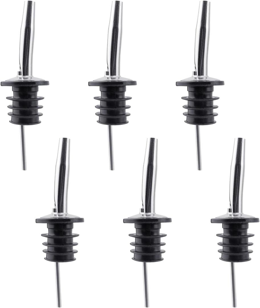 6pcs Liquor Bottle Pourer, Stainless Steel Oil Bottle Pour Spout, Tapered Spout for Wine Spirits Drinks Olive Oil Syrup Vinegar Bottles