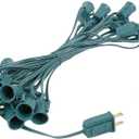 Novelty Lights 25 Foot C7 Outdoor String Light Christmas Stringer - Patio String Lights - Candelabra Base (C7/E12) - 12" Spacing - Green Wire
