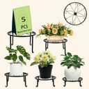 Metal Plant Stand 5 in 1 Potted Irons Planter Holder BlackMetal Rustproof Iron Garden Container Round Supports Rack for PlanterFlowerpot Holder Display Rack for Home & Garden Decorate