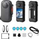JasonMighty For Insta 360 X3 Camera Protective Accessories Kit include Camera Case/Silicone Cover/Lens Guards/Screen Tempered Glass/Action Camera Protector Parts