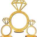 3 PCS Bridal Shower Centerpieces for Tables Diamond Ring Sign Table Centerpieces Gold Glitter Wooden Diamond Ring Sign Decor for Wedding Anniversary Supplies Batcholette Engagement Party