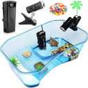 Turtle Tank with Multi-Function Areas, Easy Assembly, Ideal for Small Turtles & Reptiles, Includes Plastic Tree & Fishing Net