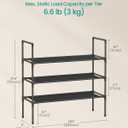 SONGMICS 3-Tier Shoe Rack, Shoe Storage for Hallway Closet, Slim and Space-Saving, Metal Frame, Non-Woven Fabric Shelves, Black ULSH043BH01
