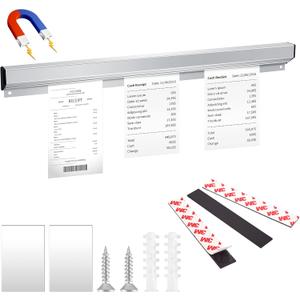 Ticket Rack Magnetic Restaurant Order Holder Slide Check Rack Kitchen Ticket Holder Note and Paper Holder Aluminum Ticket Holder for Restaurant with Strips Bill Orders Display Rail for Kitchen