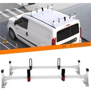 MELIPRON Steel Cargo Van Roof Ladder Rack Fit for RAM ProMaster 2013-2023 White 2 Bars