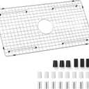 Sink Bottom Grid 29-1/2" X 15-9/16",Centered Drain with Corner Radius 3/8"
Sink Protector for Single Bowl Kitchen Sinks,Stainless Steel Material,Protective Feet