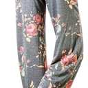 Gracyoga Women's Comfy Pajama Pants Wide Leg Lounge Palazzo Yoga Pants Stretch Casual Floral Print Fold Waist Pants (L)