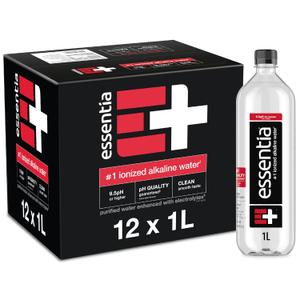 Essentia Ionized Alkaline Water, 9.5 Ph Until Opened, 99.9% Pure, Bottled Water, 12Pk, EXP: AUG 05 2028