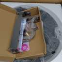 Bathroom Vessel Sink, Tempered Glass Vanity Round Bowl with Chrome Faucet and Pop up drain Set, Bluish Grey