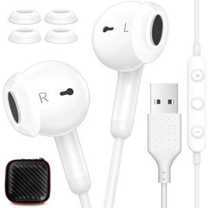 USB Headphones 7.5FT Long Cord Computer Headset Wired Earbuds Lightweight In-Ear Noise Isolation Hifi USB A Earphone with Mic Mute Volume Control for Chromebook PC Laptop Destop for Dell School Office