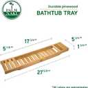 Palm Naki Bamboo Bathtub Tray - Premium Bath Caddy, Bathroom Accessory Tray for Bathtub, Slip Resistant, Eco Friendly Bath Caddy