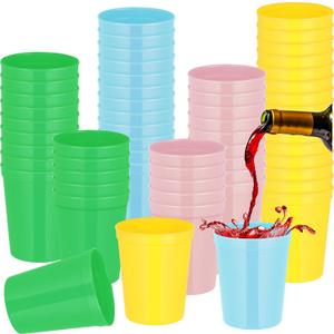 Gerrii 60 Pcs Stadium Cups 16oz Reusable Plastic Large Cups Drink Tumblers for Parties Birthday Picnics Sports Event Wedding Party(Fresh Colors)