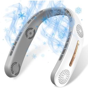 OLV Neck Fan 4 Turbo 6000mAh Portable 360 Cooling Airflow Bladeless USB Rechargeable with 3 Speeds Adjustment Wearable Personal Fan for Outdoor Travel Indoor - White