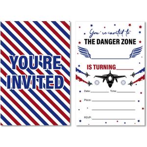 Soiceu Fighter Pilot Birthday Invitations Pilot Airplane Boy Birthday Party Invites with Envelopes Set of 20