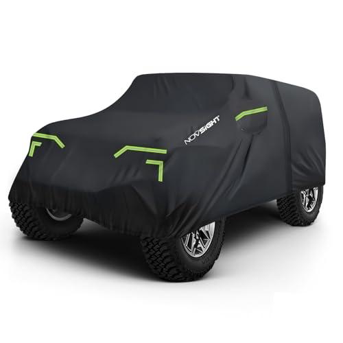 NOVSIGHT Car Cover for Jeep Wrangler 2 Door - Waterproof All Weather Outdoor Cover (2007–2025 JK JL), Windproof with Straps, 210D Oxford Fabric, Reflective Strips