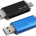 2-Pack 128GB Dual USB 3.0 Flash Drive USB C & USB A 2-in-1, Thumb Drive for Type-C Phones, PC, External Storage for Photos/Videos/Files
