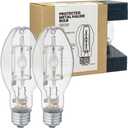 Protected MP150/U/MED 150 Watt Metal Halide EDX17, Medium Base(E26), Dusk to Dawn Bulb, 4000K, 15300 Lumen, Ballast ANSI Code M102 Clear Bulb 2 Pack