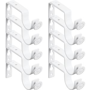 White Adjustable Curtain Rod Brackets (Set of 10) Drapery Rod Bracket for 3/4 or 5/8 Inch Rod, Curtain Rod Holder, Curtain Hardware Brackets, Single Rod Bracket1 1