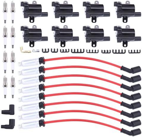 7 MOTOKU Ignition Coil and Spark Plug Wires for GMC Yukon Envoy Savana Sierra Chevy Silverado 1500 2500 3500 Express Suburban Tahoe Trailblazer 4.8 5.3 6.0 V8