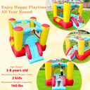 WELLFUNTIME Inflatable Bouncy Castle & Bounce House Slide, Kids Jumping Castle with Blower, 100x77x63 Inch
