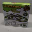 Dinosaur Toys,Create A Dinosaur World Road Race,Flexible Track Playset and 2 pcs Cool Dinosaur car for 3 4 5 6 Year & Up Old boy Girls Best Gift (Green)