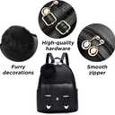I IHAYNER Girls Fashion Backpack Mini Backpack Purse for Women Teenage Girls Purses PU Leather Pompom Backpack Shoulder Bag