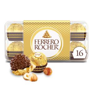 Ferrero Rocher Gourmet Hazelnut Milk Chocolate Gift Box, 16 Individually Wrapped Chocolates, 7 oz (EXP 12/11/26)