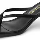 Kitten Heels for Women Square Toe Sandals Flip Flop Heels Thong Sandals Comfortable Summer 2 Inch Heels Sandals (11, Black)