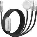 chubbycable Tri-Flex 3 in 1 USB C Cable for Apple Watch Charger Silicone 100W Multi Charging Cable Fast Charge Compatible with iPhone 17-15 Series iWatch iPad MacBook, 4.1FT, Black