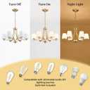 6-Light Modern Gold Chandeliers for Dining Room 47.2'' Adjustable Height Farmhouse Pendant Light with Frosted Glass Shades,Gold Round Chandeliers Hanging Lamp for Kitchen Island Dining Table Entryway, Large