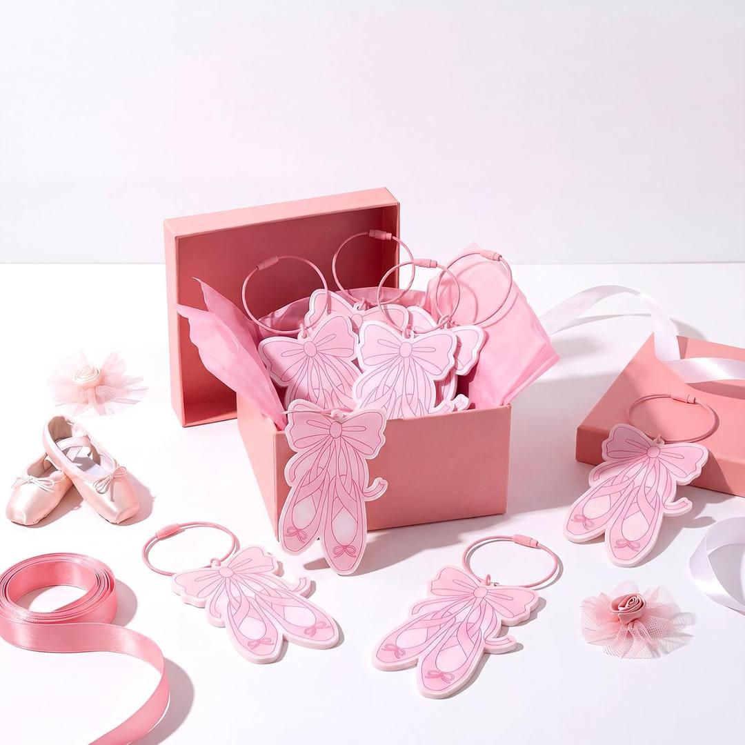Reginary 12 Pcs Pink Ballet Gift Acrylic Shoes Luggage Tags for Ballerina Suitcases Bulk 3.94 Inches Travel Suitcase Labels with Metal Ring Name ID Card DIY Backpack Card for Women Dancer Gift