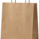 FACEBAG 50-Pack Brown Paper Bags with Handles Bulk, 8x4.25x10.5 Inches, Medium-sized Gift Bags with Handles for Party Favors, Take-Out, Grocery Shopping & Retail, Reusable & Durable