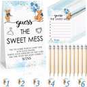 67 Pcs Guess The Sweet Mess Dirty Diaper Baby Shower Game Includes Guess The Sweet Mess Sign 50 Small Cards 10 Pencils and 6 Number Stickers for Baby Shower Game Gender Reveal Party(Bear)