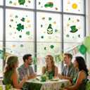 4 x 6 Pcs St Patricks Day Decorations Window Clings, Green Static Shamrock Window Stickers Reusable Spring Window Clings for Indoor Office School Home St Patricks Day Theme Party Decorations Supplies