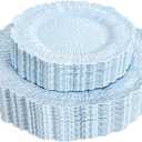 DaYammi 60Pcs Blue Plastic Plates - Light Blue Pates Disposable - Heavy Duty Plastic Plates for Party Including 30 Dinner Plate, 30 Dessert Plate, Blue Disposable Plates for Party Wedding Dinner  