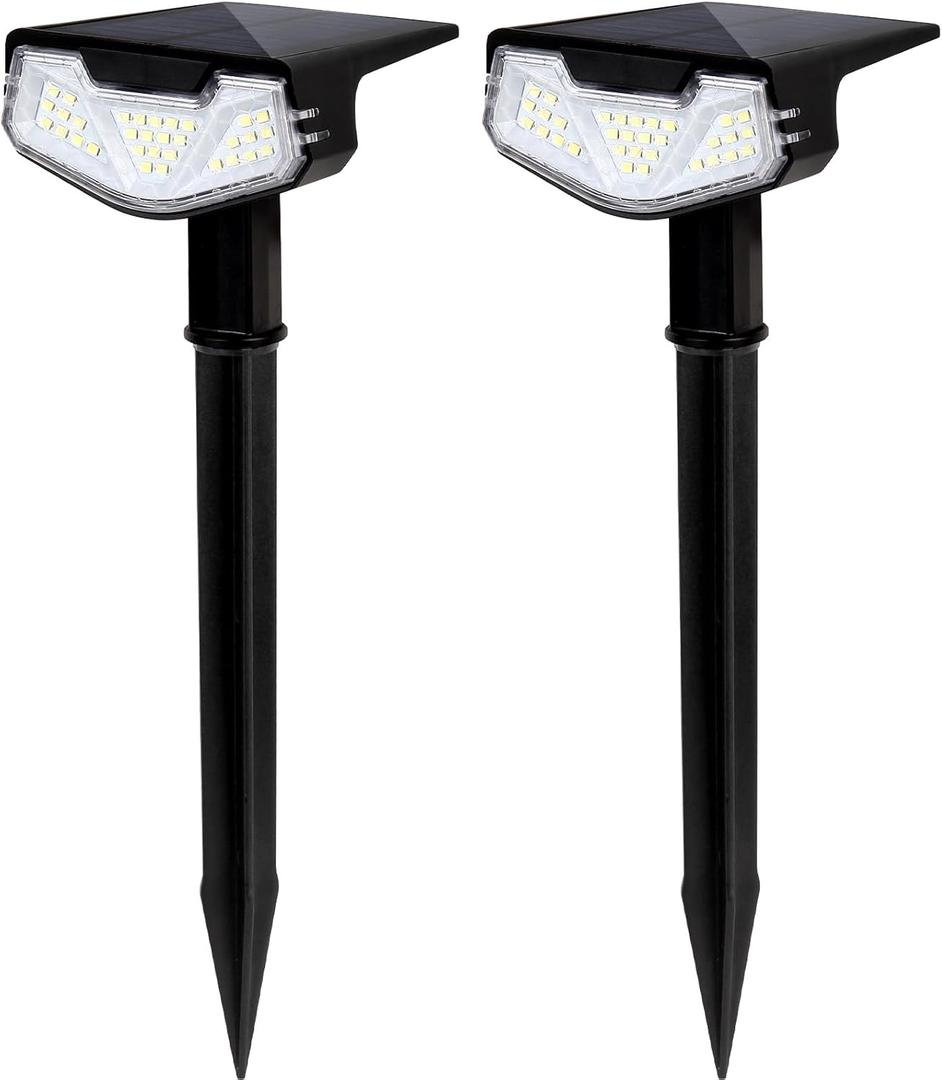 IP65 Waterproof Solar Spot Lights Outdoor - 3 Lighting Modes, 1000lm Bright Stake Lights 15Hrs Long Lasting for Yard Garden House Garage Pathway
