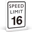 Race Car Birthday Decor, Speed Limit 16 Sign, Fast One, Race Car Birthday Party Decorations, 6x8 Inches Acrylic Sign with Stand, Let's Go Racing Party Supplies for Boy Race Fans
