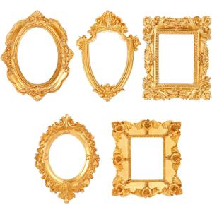 10 Pcs Mini Picture Frames, Small Antique Vintage Photo Frameval Rectangle Wall Hanging for DIY Jewelry Display Photo Holiday Party Home Wedding Decor