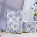 2 x LaRibbons Blue Floral Wrapping Paper Mini Roll, Premium Vintage with Pearlescent Finish Design Flower Gift Wrap for Wedding, Bridal Shower, Anniversary, Mother's Day, 17" x 33'(46.7 sq. ft)