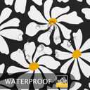 Litabel Black Daisy Floral Shower Curtain, Boho Spring Flower Shower Curtain for Girly Bathroom, Modern Minimalist White Waterproof Fabric Shower Curtain Set, 72x72 Inch