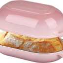 Enameled Cast Iron Sourdough Bread Oven, Dutch Oven, Loaf Cast Iron Bread Pan for Homemade Bread Baking, Meatloaf Pan with Lid, 5QT, Pink