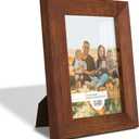 2 x Renditions Gallery 3.5x5 inch Picture Frame Modern Style Wood Pattern and High Definition Glass Ready for Wall and Tabletop Photo Display, Walnut Frame