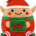 Christmas Gingerbread Elf Stuffed Animal Plush, Cute Stuffed Elf plushies Toy for Xmas Decoration, Gingerbread Stuffy Pillow Christmas Decor Plush Toys Gifts for Kids, Girls, Boys, Baby