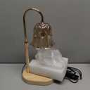 Candle Warmer Lamp Adjustable Timer - Electric Flower Glass Candles Warmers Adjustable Height Dimmable Vintage Base Modern Wax Candles Top Warmers for Small Jar Scented Wax Melts (Amber)