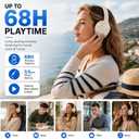 Bluetooth Headphones Wireless 68H with Mic,Decent Sound-Acceptable Milk | Adjustable Headband Foldable Over-Ear Lightweight for Office/Travel/Tablet/iPad/Laptop,HD Stereo Sound,Aux 3.5mm,White