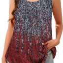 Womens Tank Tops Summer Sleeveless Blouse Crewneck Loose Fit Tunic Shirt | Trendy front pleat casual tops, Flowy floral print outfits, Fashion clothes for ladies (XL)