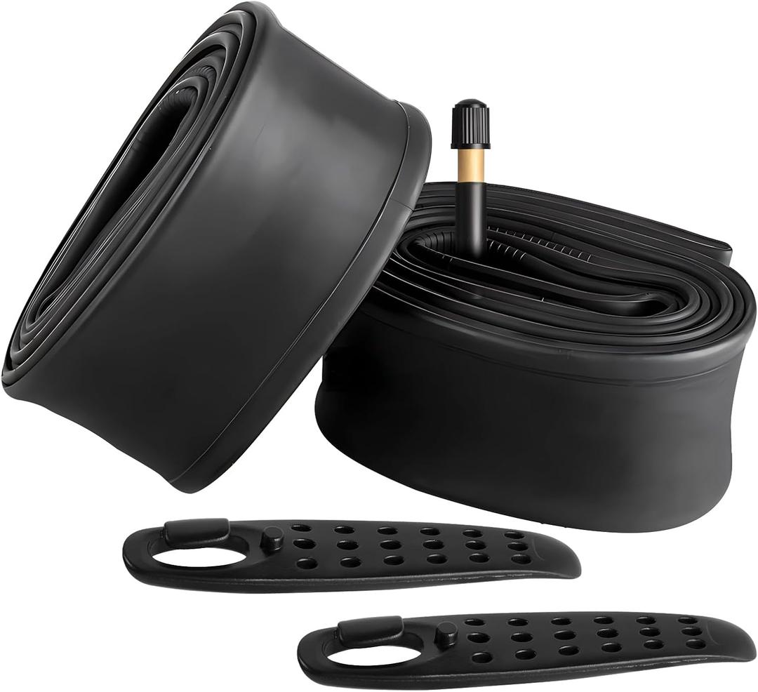 FANSPRO 2 Pack of 26 Inch Bike Tube 26x2.125 26x2.20 26x2.25 26x2.30 26x2.35 26x2.40 Heavy Duty Bicycle Tube with 2 Tire Levers, 48mm Schrader Valve Premium Quality Butyl Inner Tube
